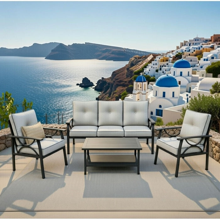 Patio Furniture Set With Coffee Table And Cushions For Backyard