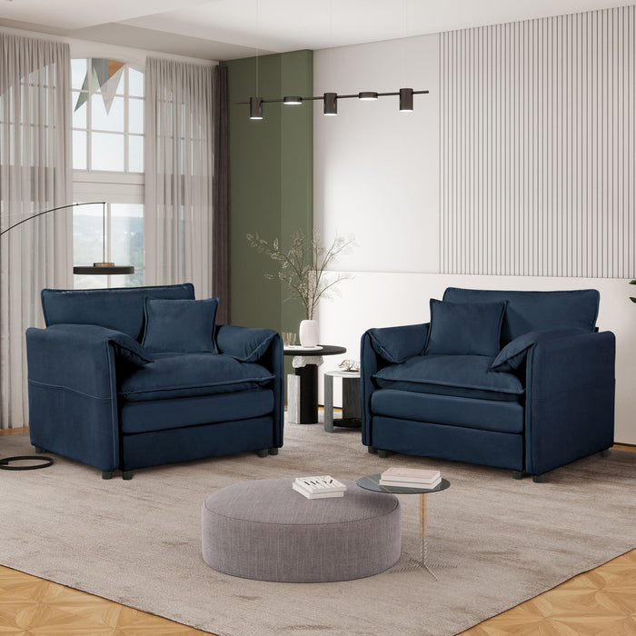 Modern Oversized Accent Chair, Comfy Single Sofa With Large Seat (Set of 2)