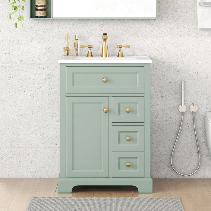 Modern Bathroom Vanity With Sink, 3 Drawers & Cabinet With 2 Tier Door Storage