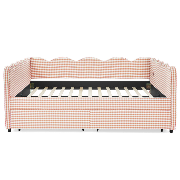 Gingham Daybed & USB Charging Port, Wave Shaped Design