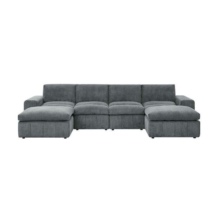 Upholstered Sectional With 2 Ottomans Living Room Seating - Dark Gray