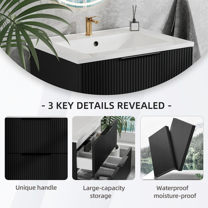 Modern Wall Mounted Floating Bathroom Vanity With Sink And Drawers