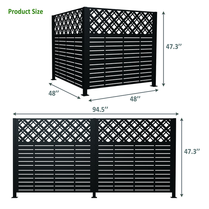 2 Panels Privacy Screen Outdoor Privacy Panels, Trash Can Enclosure, Air Conditioner Fence - Black