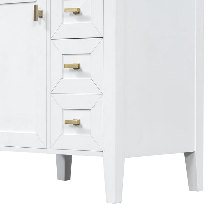 Bathroom Vanity With Sink, 3 Drawers & Cabinet With 2 Tier Door Storage Rack, Soft Close Doors & Drawers