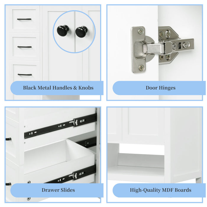 Bathroom Vanity With Sink Top, Bathroom Vanity Cabinet With 2 Doors And 2 Drawers, Open Shelf