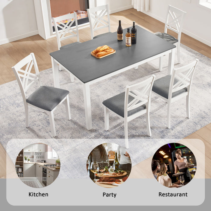 Kitchen Dining Set, Rectangular Dining Table & Upholstered Chairs