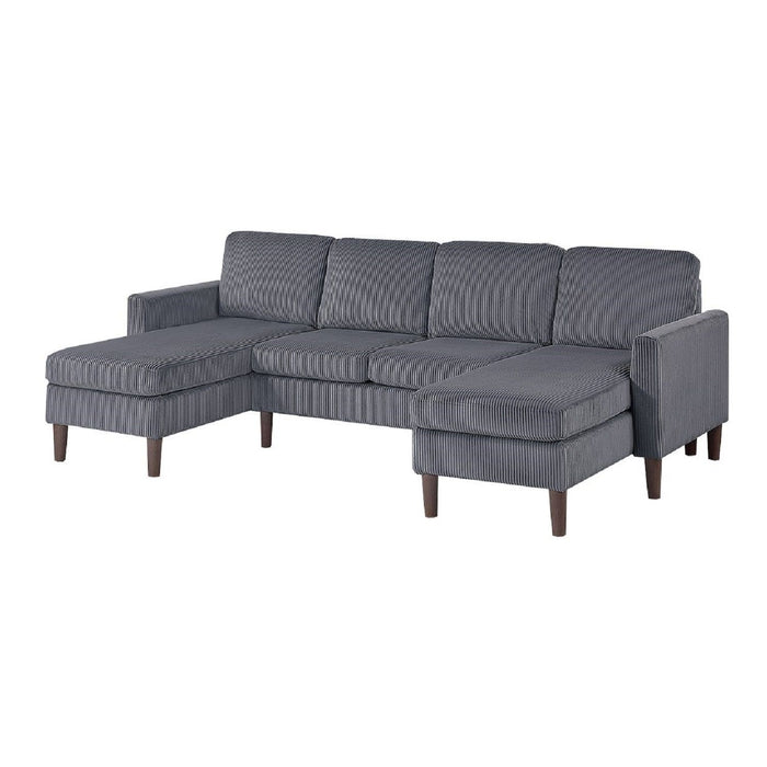 Sectional Set With Dual Chaises And Square Arms