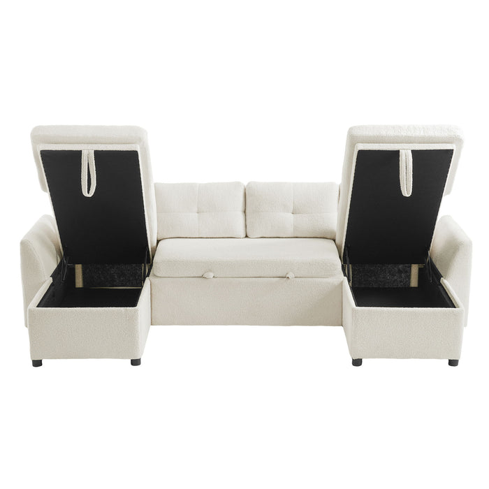 U-Shaped Sectional Sofa Bed With Storage And USB Ports