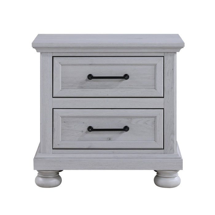 Larksmont - 2-Drawer Nightstand With USB-A/USB-C Port - Oyster Shell Gray