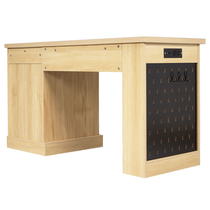 Modern Fluted Office Desk With Storage Cabinet