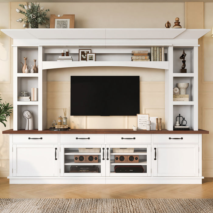 Extra Long TV Stand With 7 Color LED Lights, Adjustable Shelves & Storage Cabinets