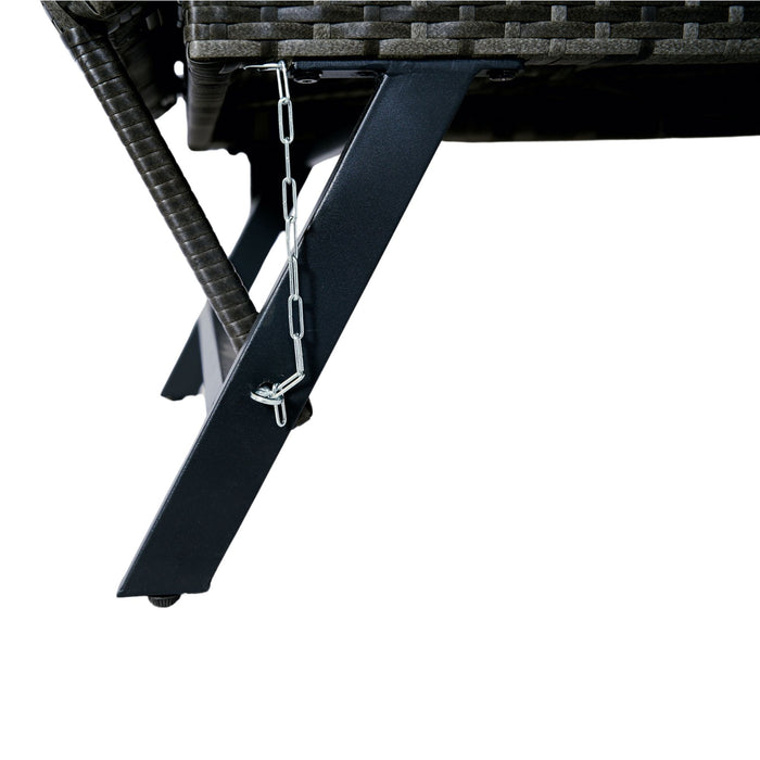 1 Pieces Patio Wicker Side Foldable Bench Patio Backyard Conversation Bench Gray Wicker - Dark Gray