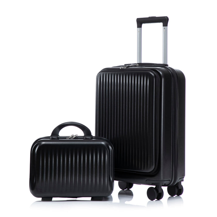 Luggage Set With Cosmetic Case, Combination Lock, Front Opening Design