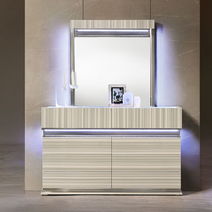 Leonor - Mirror With LED Light Frame - Gray
