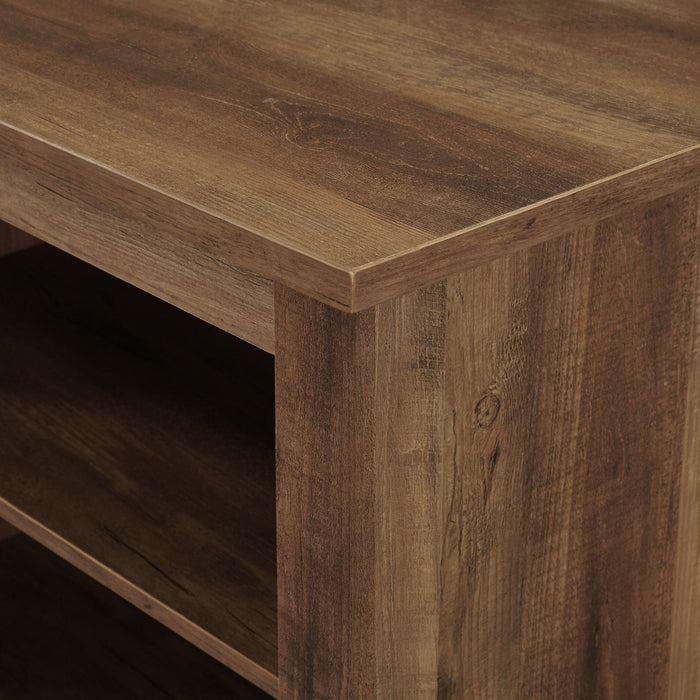 Modern 3 Shelf Open Storage 70" TV Stand For 80" TVs - Rustic Oak
