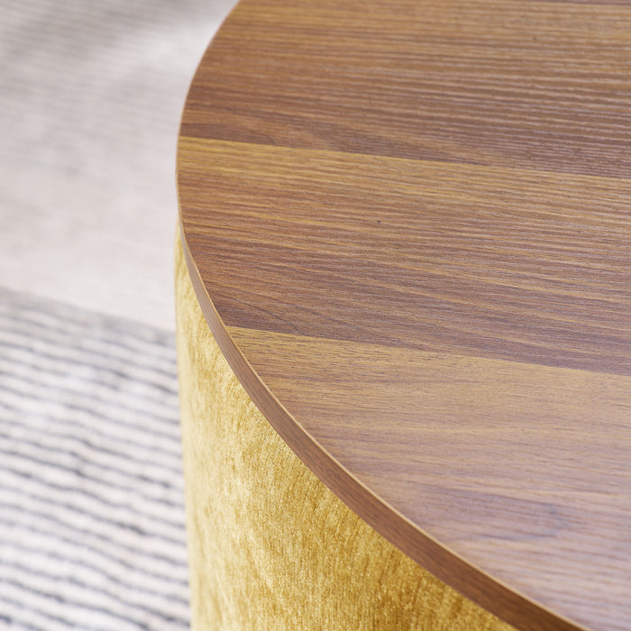 Classic 2 Piece Round Storage Ottoman Set With Drum Shaped Stool