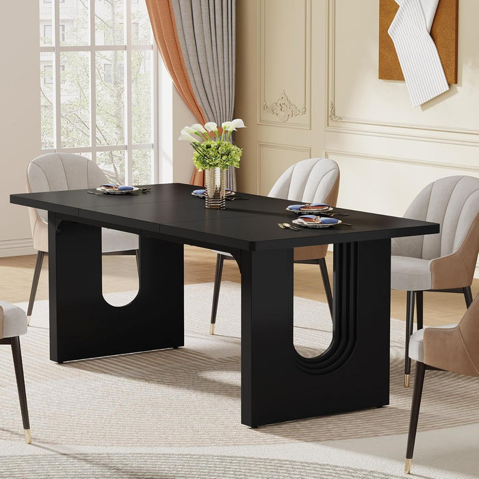 Rectangular Dining Table For 6 - 8 People With Pedestal Base