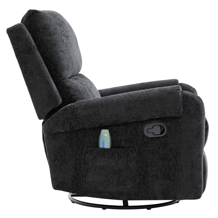 Manual Recliner Massage Chair With Swivel Rocker, 8 Massage Modes, Side Storage Pocket