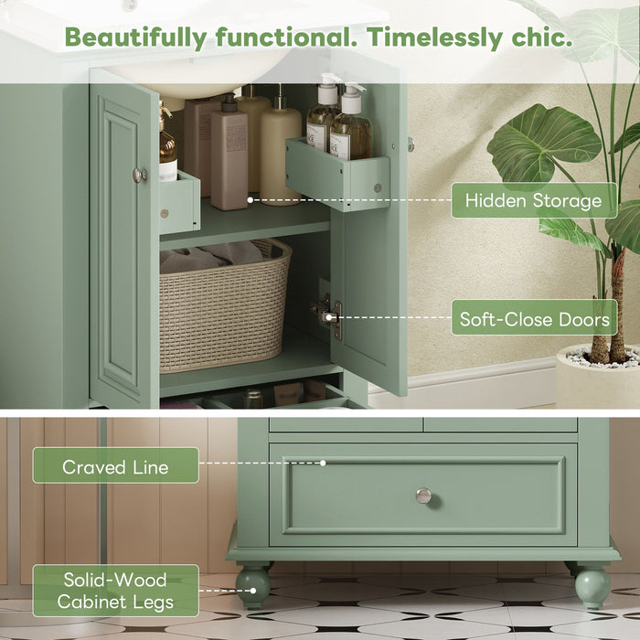 Modern Bathroom Vanity With Sink, Cabinet With Drawer And Dividers, Rectangular Storage Unit