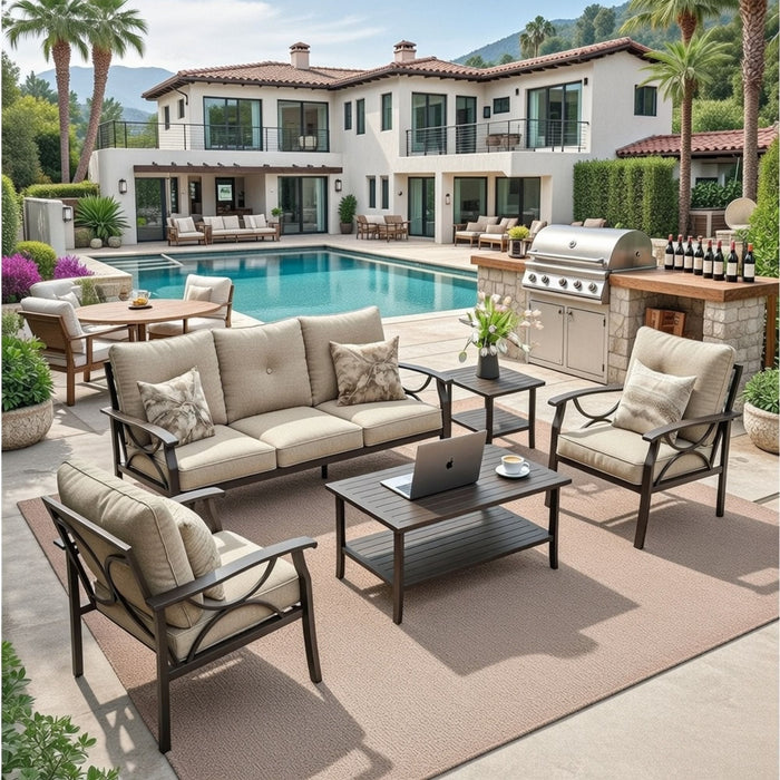 Patio Furniture Set & Coffee Table For Backyard