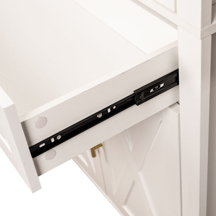 Arched Kitchen Pantry Cabinet With Adjustable Shelves & Barn Door Design