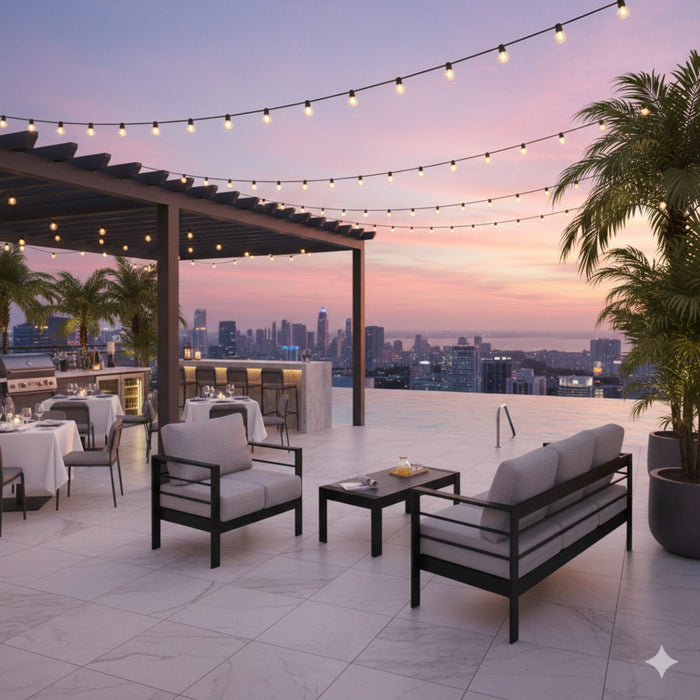 Outdoor Patio Set, All-Weather With Thick Cushions