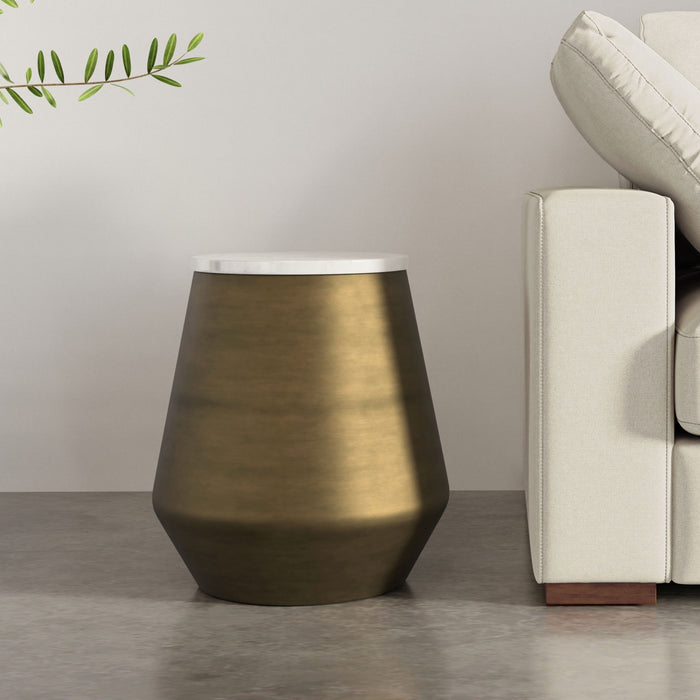 Benning - Side Table - Antique Brass / White