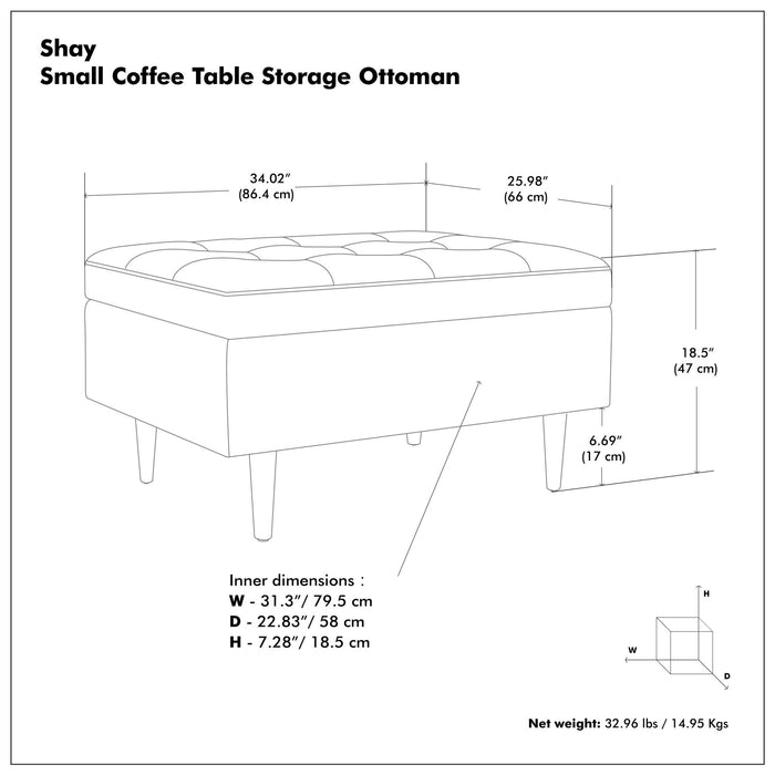 Shay - Large Square Coffee Table Storage Ottoman Mid-Century Style