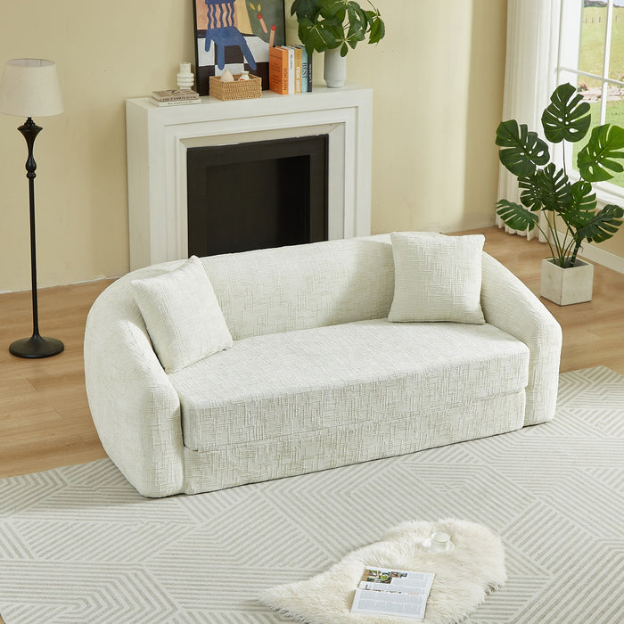 Curved Convertible Sofa, 2 In 1 Fold Out Bed With Pull Out Base And Deep Seat