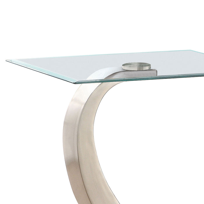 Terrell - Satin Rectangular Glass Top End Table - Silver