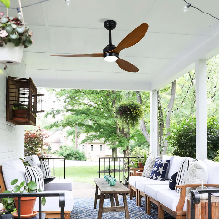 Ceiling Fan With Lights Quiet DC Motor 3 Blade Ceiling Fans 6 Speed Levels, Reversible Ceiling Fan - Matte Black / Wood