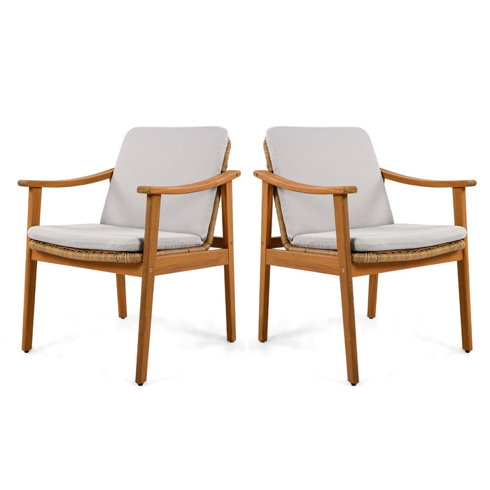 7 Piece Outdoor Patio Dining Set With & 6 Arm Chairs