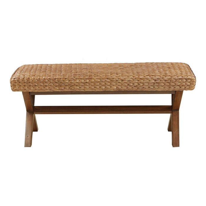 Bench With Water Hyacinth Seat - Brown