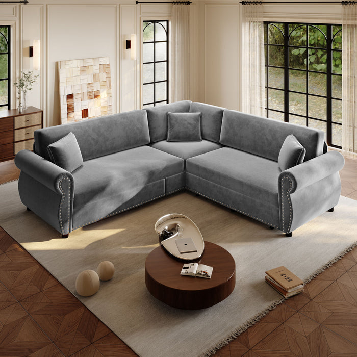 L-Shaped Sofa Couch With Pull-Out Bed