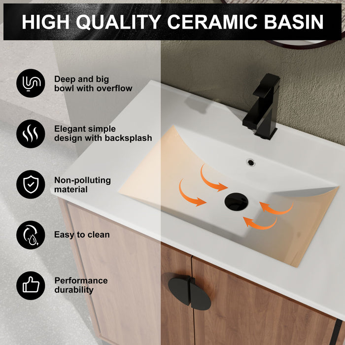 Modern Bathroom Vanity With Top Sink, Engineered Wood Storage Cabinet