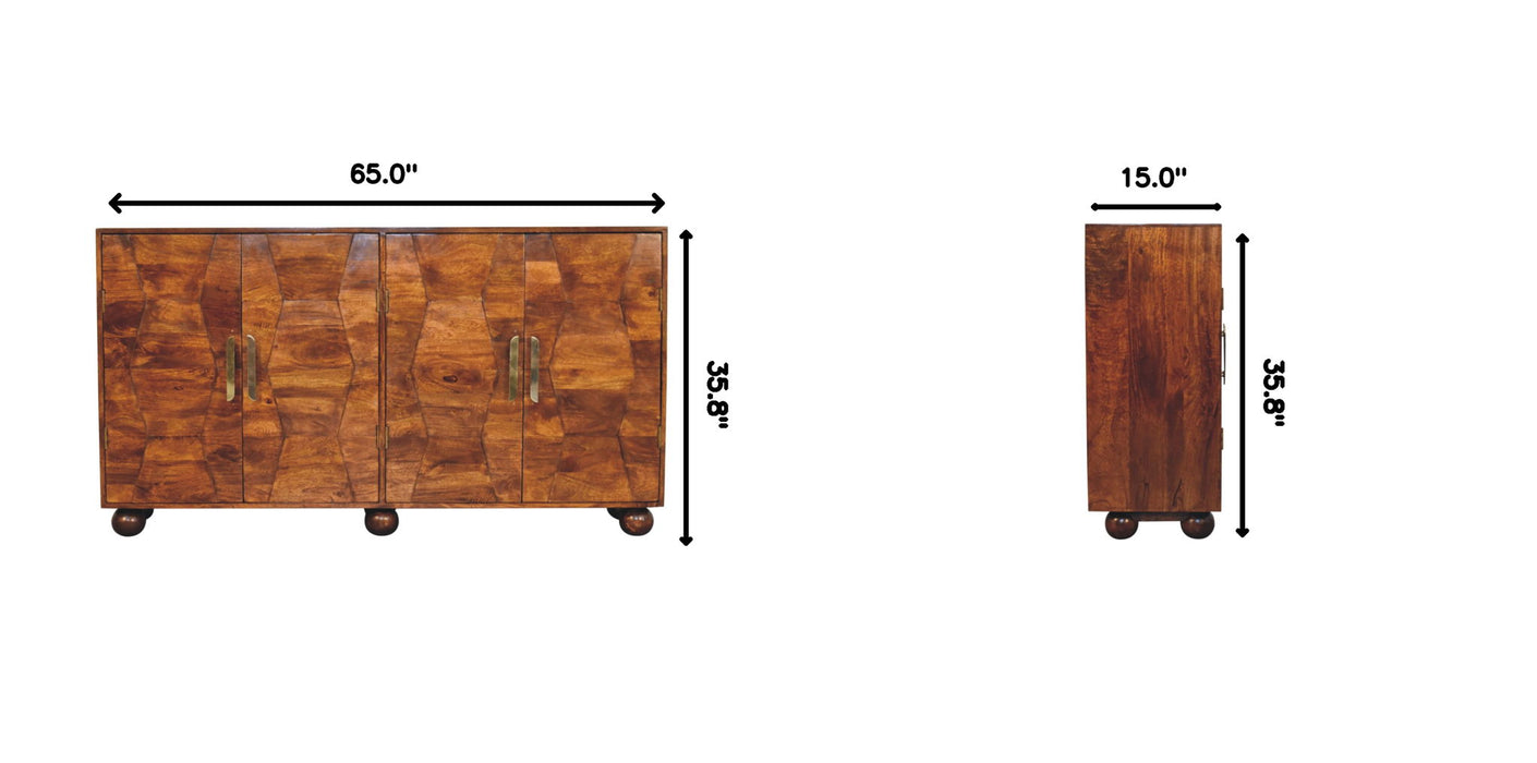 Wavecrest Cabinet, 4 Shelves - Chestnut