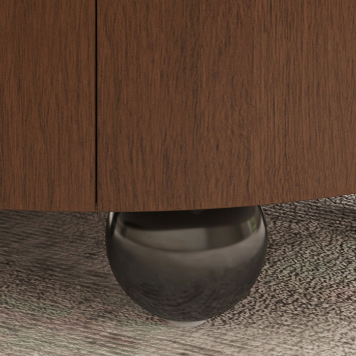 Drum Shaped Coffee Table With Hidden Storage Drawer, Low Profile For Living Room - Walnut
