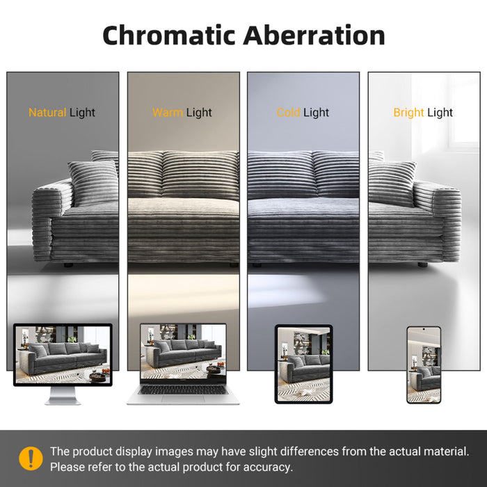 Plush Corduroy 4 Seat Sofa, Modern Comfy Upholstered Sofa Cloud Couch, Deep Seat Couches With Soft Pillows