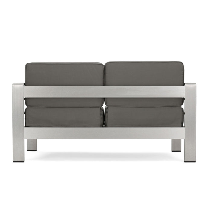 Outdoor Aluminum Loveseat With Cushion - Gray