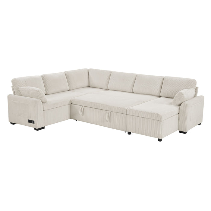 Convertible U-Shaped Sectional Sofa Bed With Reversible Chaise