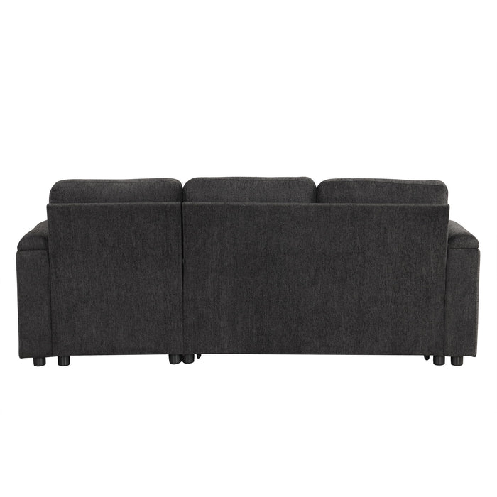 Convertible L Shaped Sofa Couch With Storage, Cup Holders, USB Ports