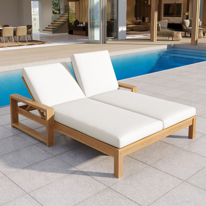 Outdoor Double Lounge Chair With 5 Position Adjustable Backrest