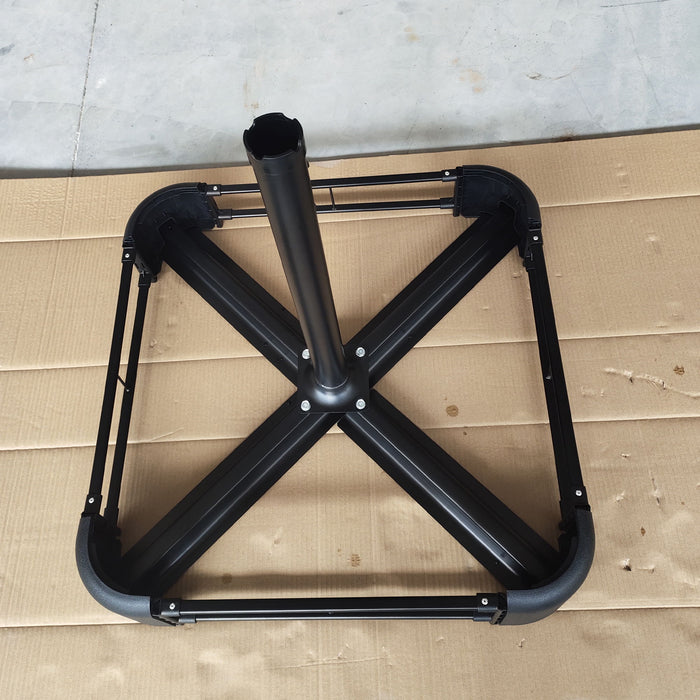 Double- Sided Outdoor Market Umbrella With Lights And Base