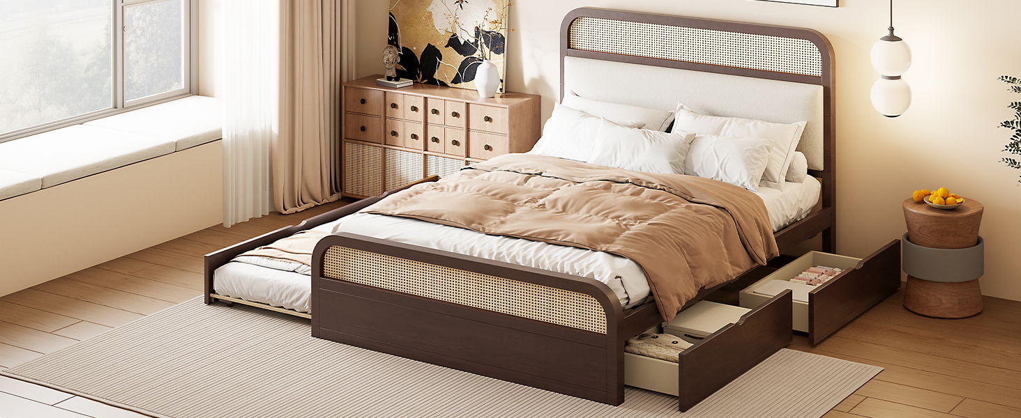 Platform Bed With Trundle And 2 Drawers