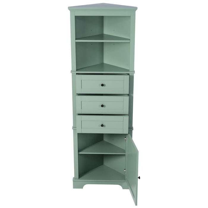 Tall Storage Cabinet With 3 Drawers And Adjustable Shelves For Bathroom