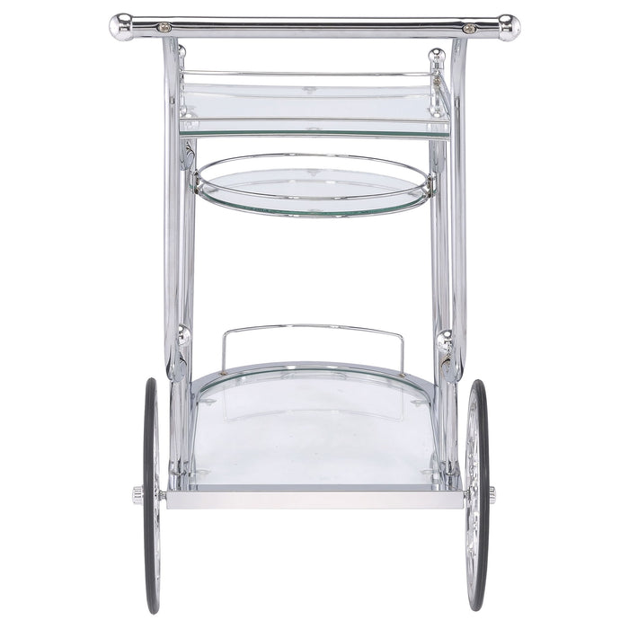 Reia - 3 Tier Cart With Casters & Tempered Glass Design - Chrome