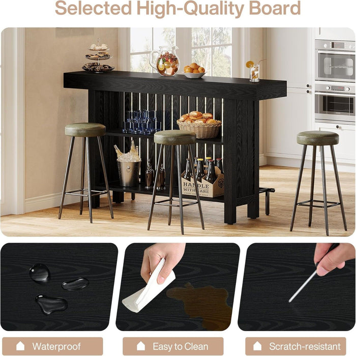 2 Tier Mini Bar Table For Kitchen - Black