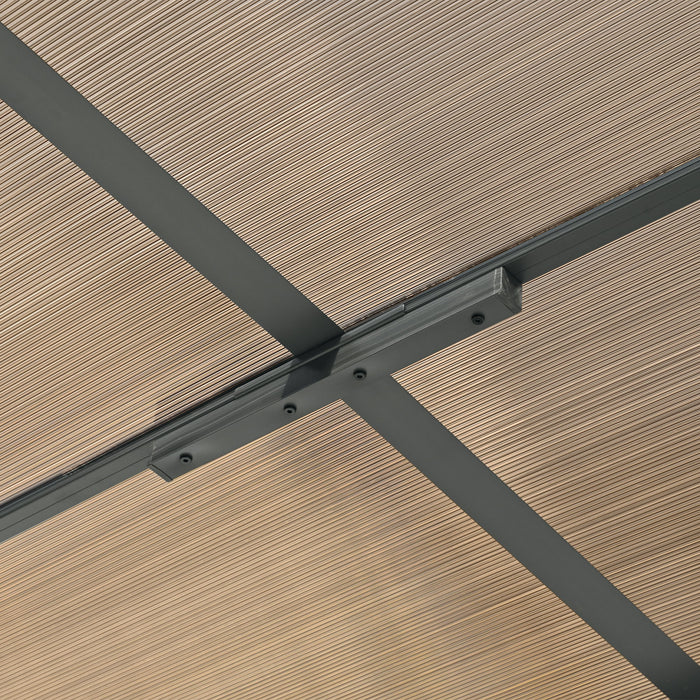 Outdoor Wall Mounted Gazebo With Sloped Roof Design, Uv Protection, And Durable Iron Frame - Gray