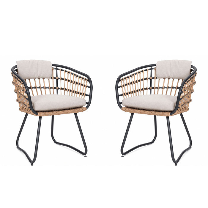 Patio All Weather Armchairs With Cushions (Set of 2) - Beige
