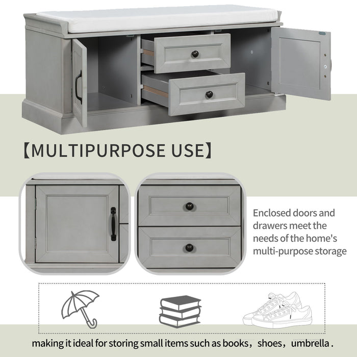 Hearth & Haven Daisy - Storage Bench With 2 Drawers And 2 Cabinets